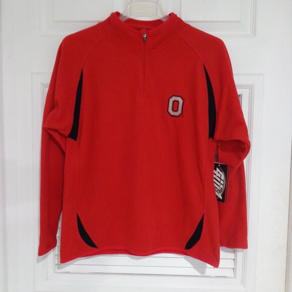 Ohio State Buckeyes Sweater Red 1/4 Zip Fleece Sweatshirt OSU Football Adult's L - Picture 1 of 6